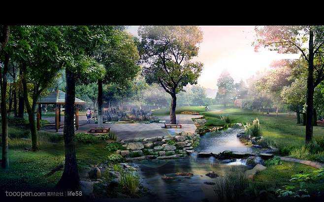 商业地产园林景观设计效果图PSD模板 提升项目视觉表现力的关键工具